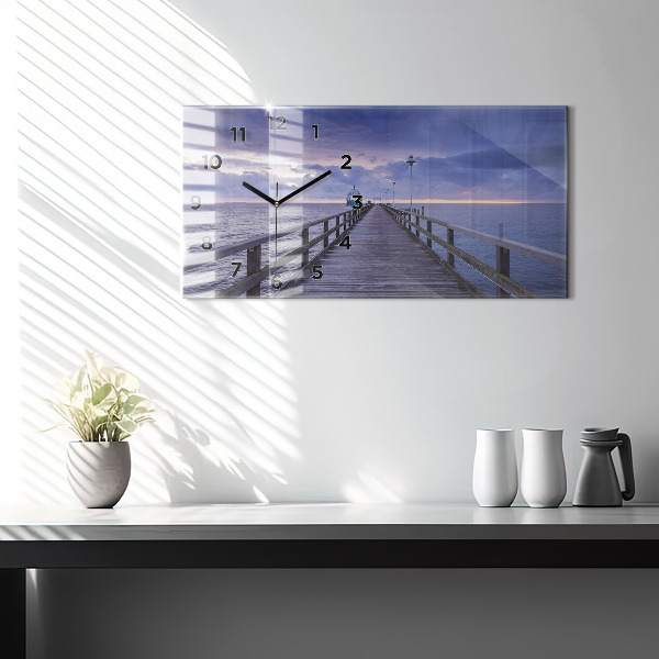 Horizontale Uhr mit motiv Pier an der Ostsee
