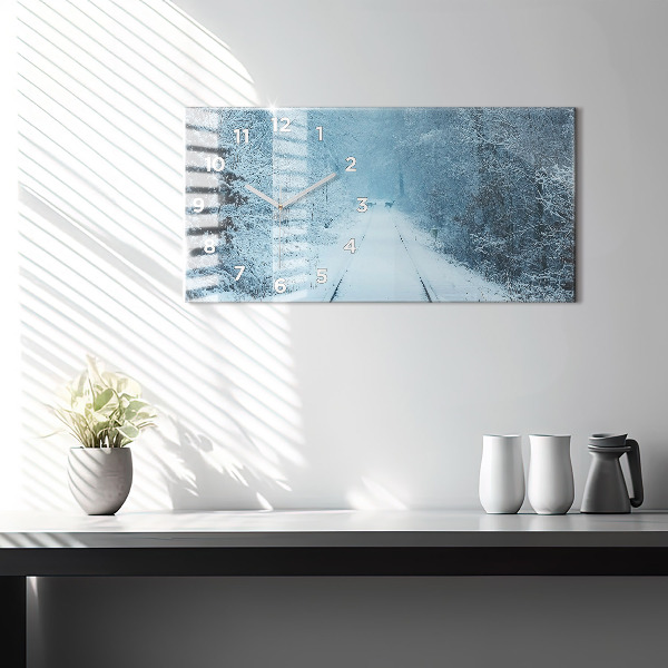 Horizontale Uhr mit motiv Hirsche auf den Gleisen
