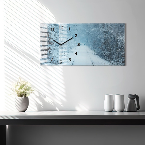 Horizontale Uhr mit motiv Hirsche auf den Gleisen