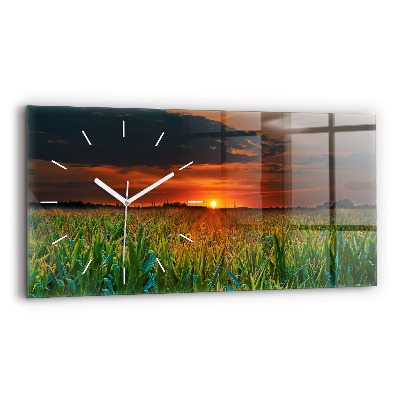 Horizontale Uhr mit motiv Sonnenblumen auf einer Wiese