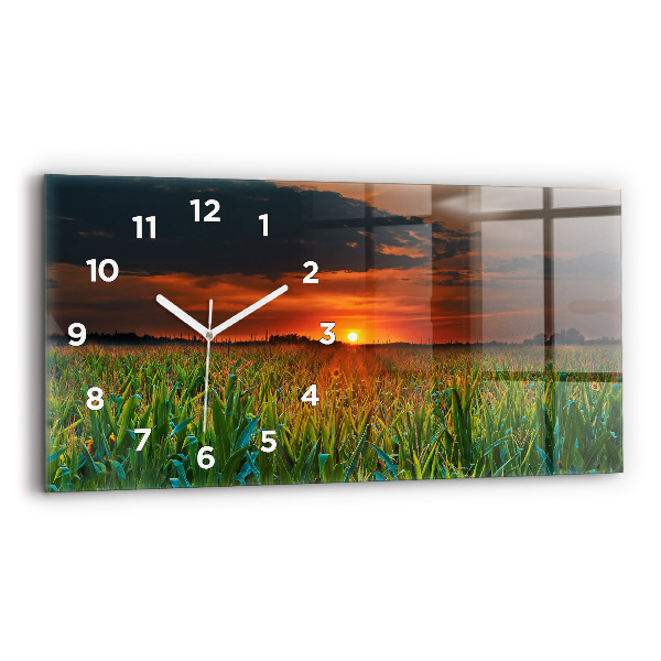 Horizontale Uhr mit motiv Sonnenblumen auf einer Wiese
