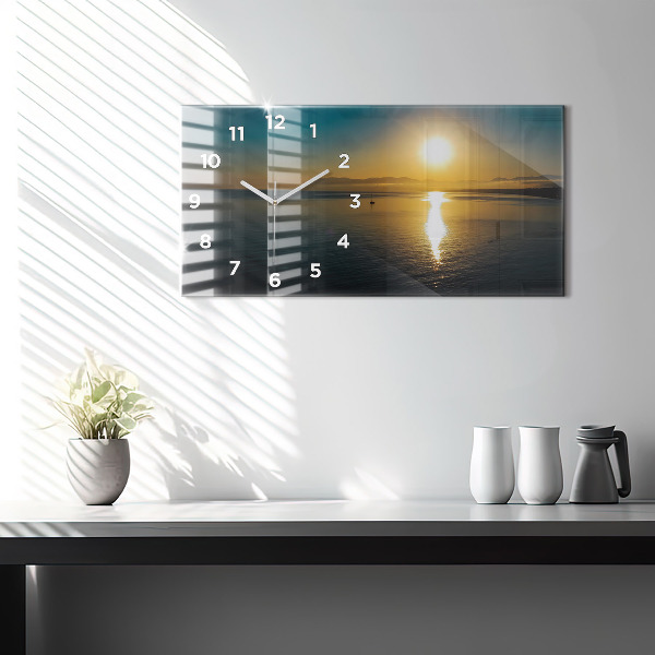 Horizontale Uhr mit motiv Landschaft bei Sonnenaufgang