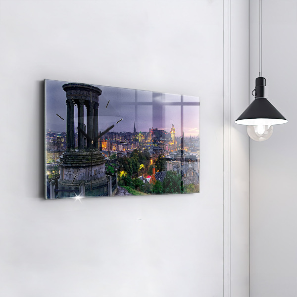 Horizontale Uhr mit motiv Edinburgh vom Calton Hill aus