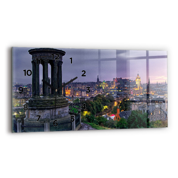 Horizontale Uhr mit motiv Edinburgh vom Calton Hill aus