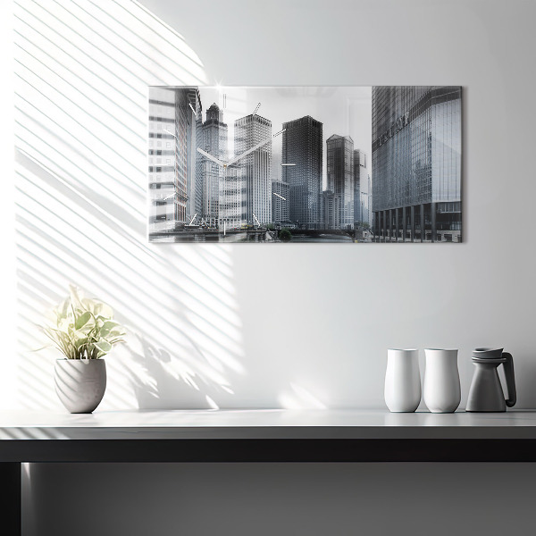 Horizontale Uhr mit motiv Boot mit Panoramablick auf die Stadt