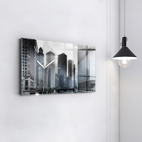 Horizontale Uhr mit motiv Boot mit Panoramablick auf die Stadt