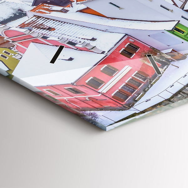 Horizontale Uhr mit motiv Panorama einer Stadt im Winter