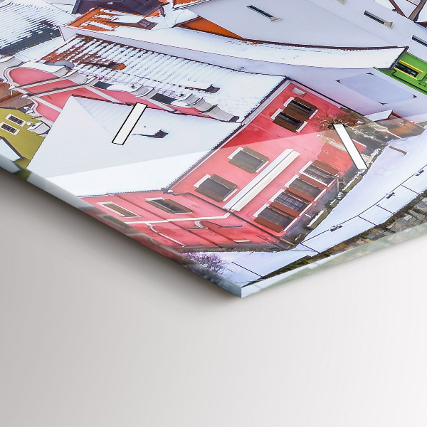 Horizontale Uhr mit motiv Panorama einer Stadt im Winter