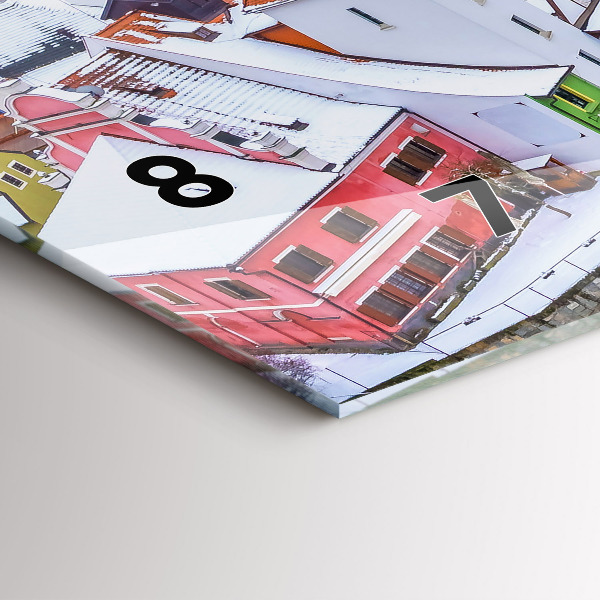 Horizontale Uhr mit motiv Panorama einer Stadt im Winter