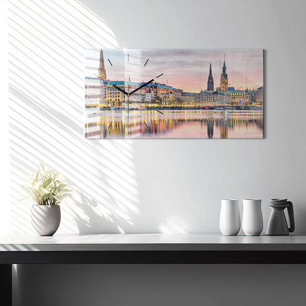 Horizontale Uhr mit motiv Alster in Hamburg
