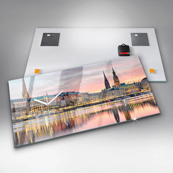 Horizontale Uhr mit motiv Alster in Hamburg