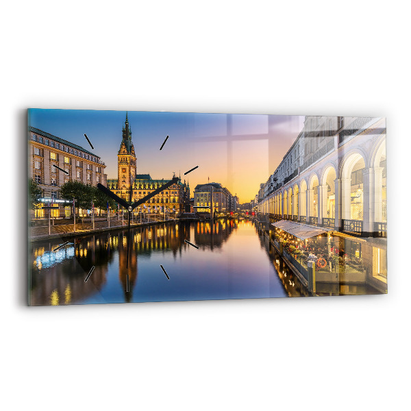 Horizontale Uhr mit motiv Hamburger Rathaus