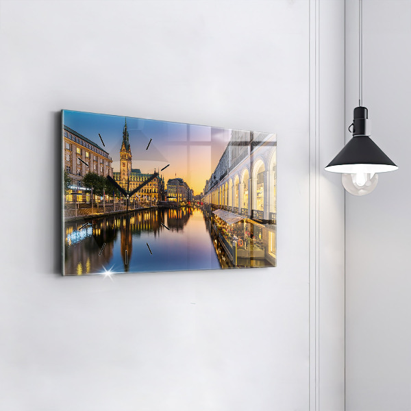 Horizontale Uhr mit motiv Hamburger Rathaus