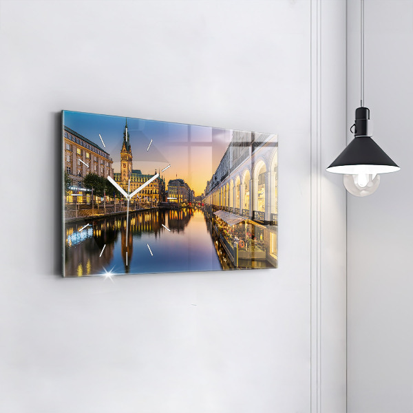 Horizontale Uhr mit motiv Hamburger Rathaus