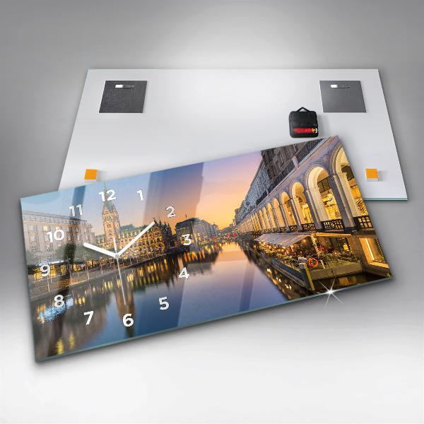 Horizontale Uhr mit motiv Hamburger Rathaus
