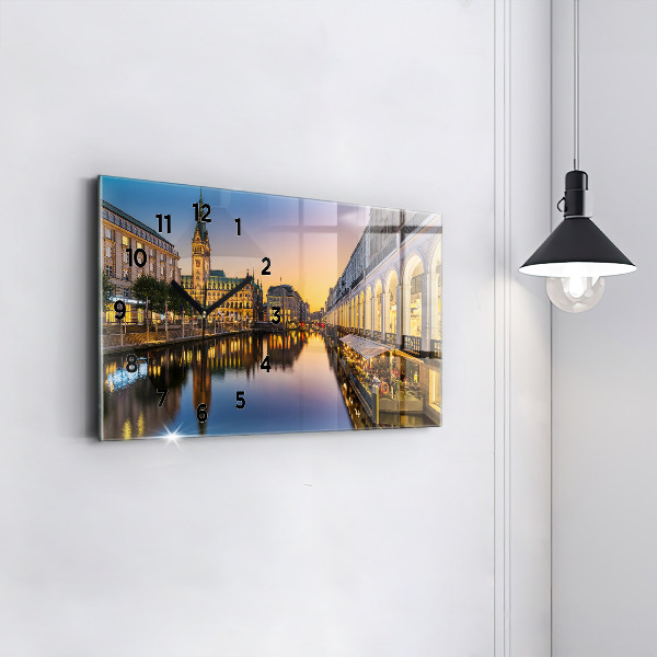 Horizontale Uhr mit motiv Hamburger Rathaus