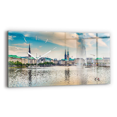 Horizontale Uhr mit motiv Binnenalster in Hamburg
