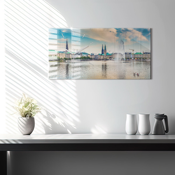 Horizontale Uhr mit motiv Binnenalster in Hamburg