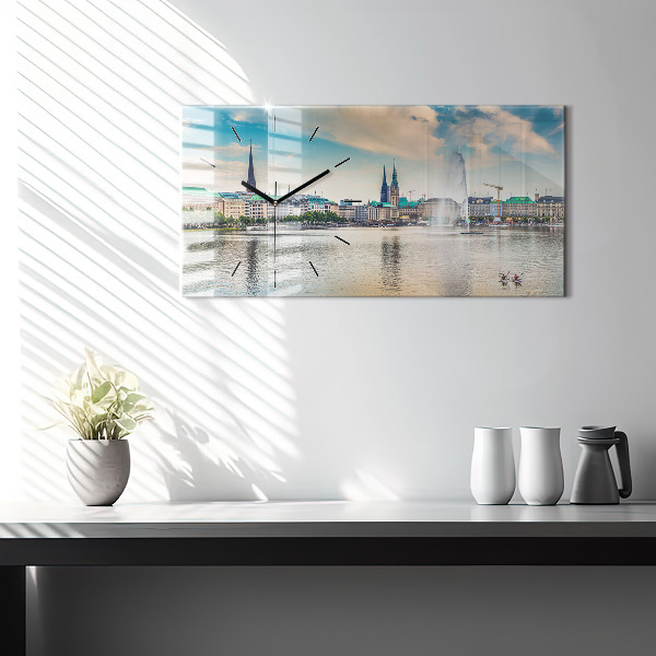 Horizontale Uhr mit motiv Binnenalster in Hamburg