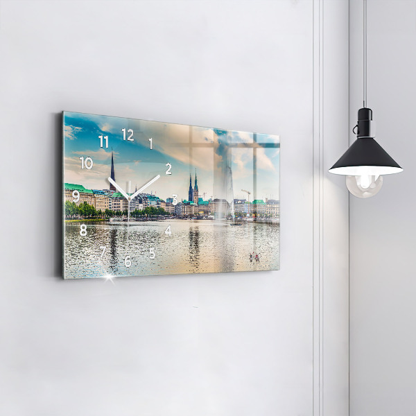 Horizontale Uhr mit motiv Binnenalster in Hamburg