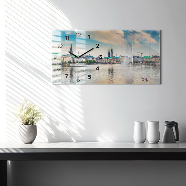 Horizontale Uhr mit motiv Binnenalster in Hamburg
