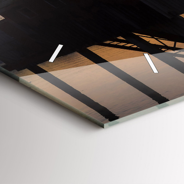 Horizontale Uhr Sonnenuntergang über einem See