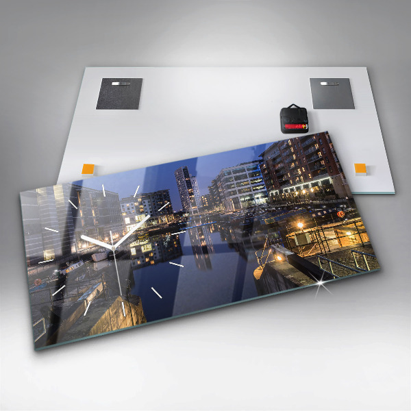 Horizontale Uhr mit motiv Beleuchtete Stadt bei Nacht