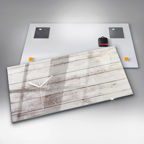 Horizontale Uhr mit motiv Helle Holzbretter