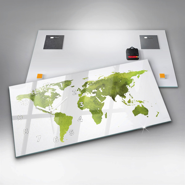 Horizontale Uhr Aquarellierte Weltkarte