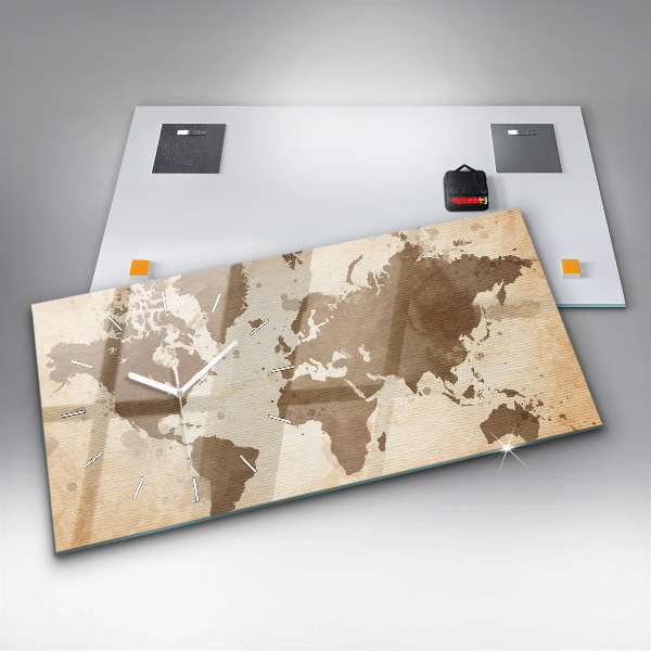 Horizontale Uhr mit motiv Gemalte Weltkarte