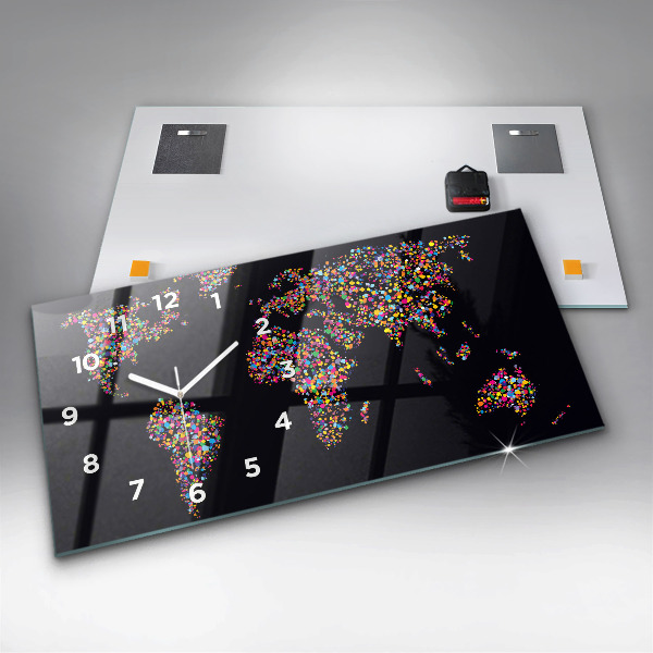 Horizontale Uhr mit motiv Weltkarte aus Punkten