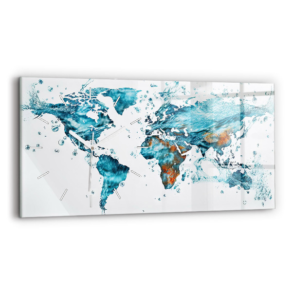 Horizontale Uhr Aquarellierte Weltkarte