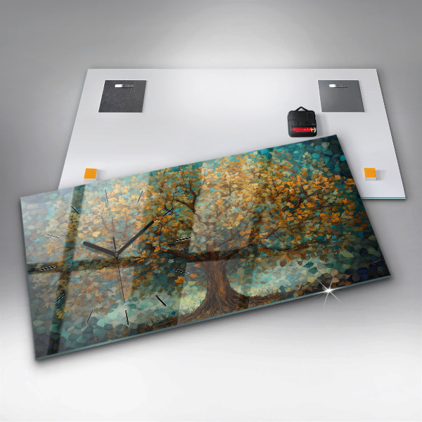Horizontale Uhr mit motiv Mosaik-Baum