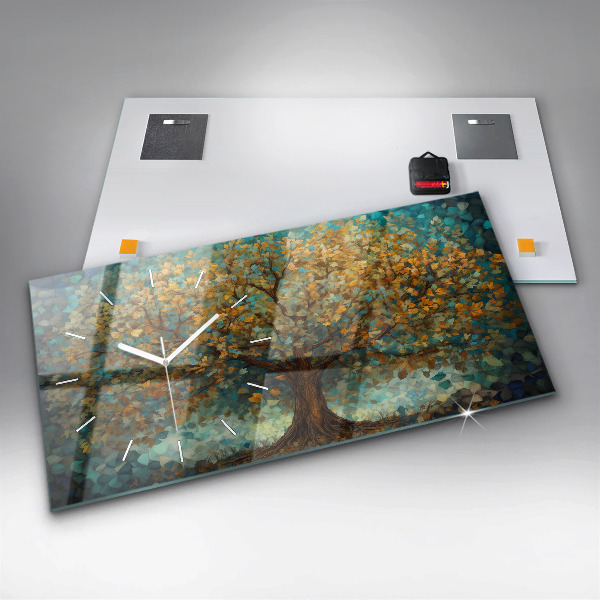 Horizontale Uhr mit motiv Mosaik-Baum
