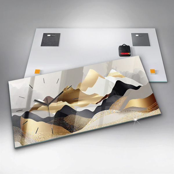 Horizontale Uhr mit motiv Abstrakte goldene Berge