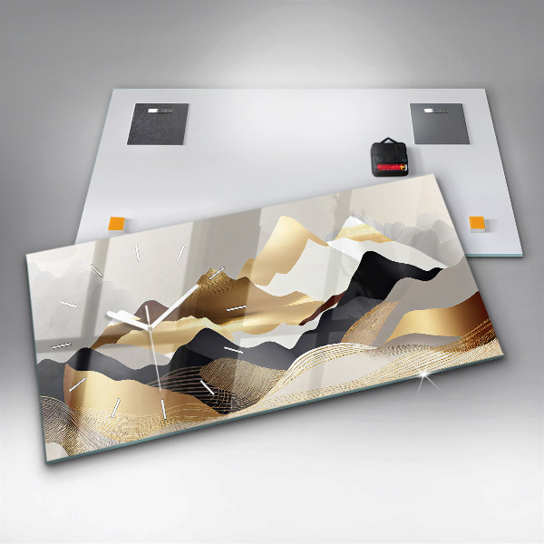 Horizontale Uhr mit motiv Abstrakte goldene Berge