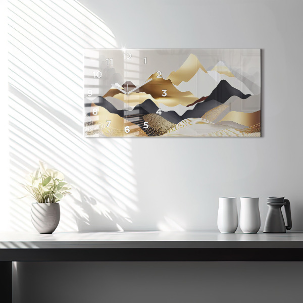 Horizontale Uhr mit motiv Abstrakte goldene Berge