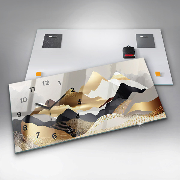 Horizontale Uhr mit motiv Abstrakte goldene Berge