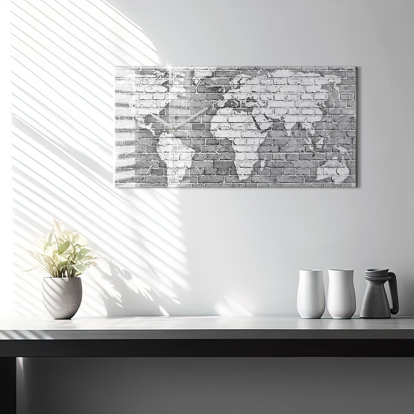 Horizontale Uhr mit motiv Weltkarte an der Wand