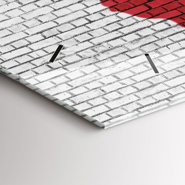 Horizontale Uhr mit motiv Backsteinmauer Weltkarte