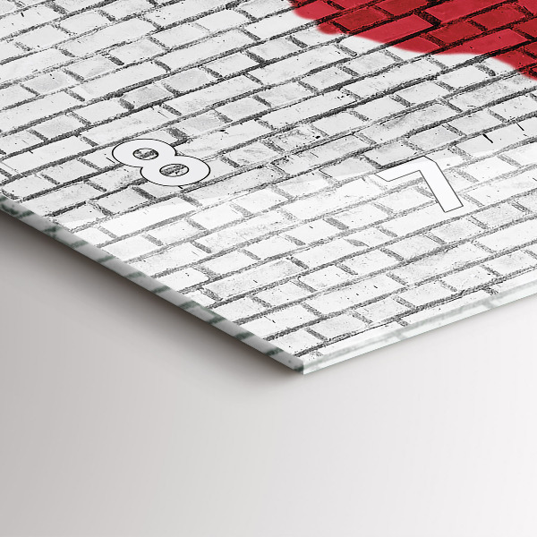 Horizontale Uhr mit motiv Backsteinmauer Weltkarte