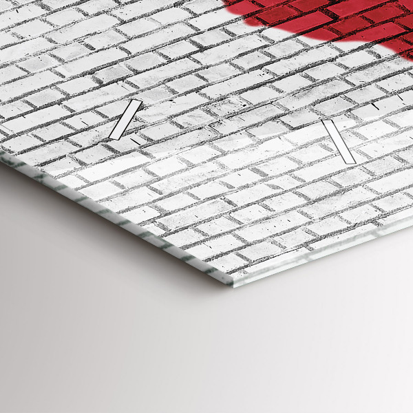 Horizontale Uhr mit motiv Backsteinmauer Weltkarte