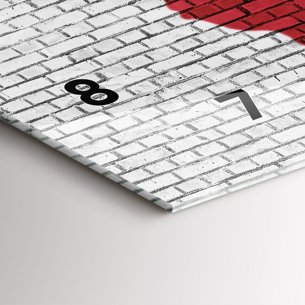 Horizontale Uhr mit motiv Backsteinmauer Weltkarte