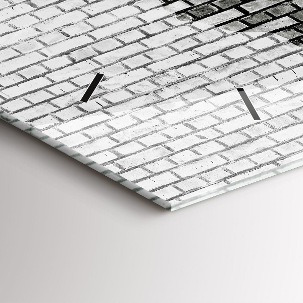 Horizontale Uhr Backsteinmauer Weltkarte