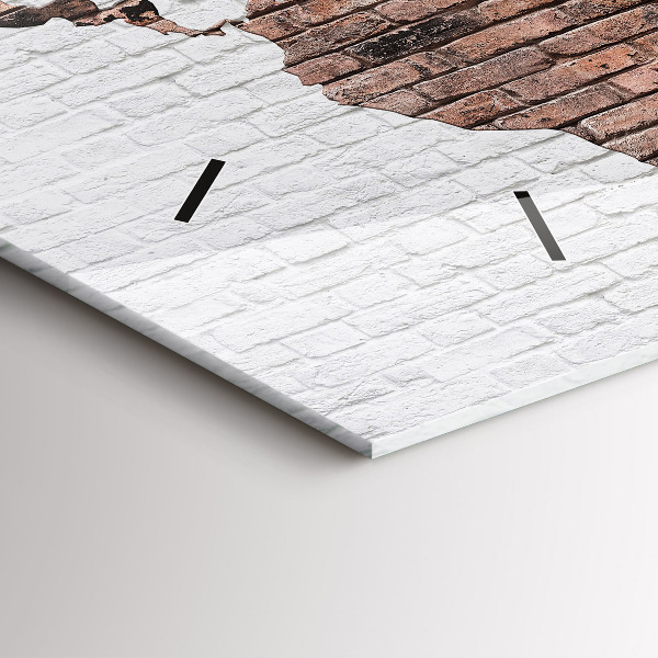 Horizontale Uhr mit motiv Weltkarte aus Backsteinen