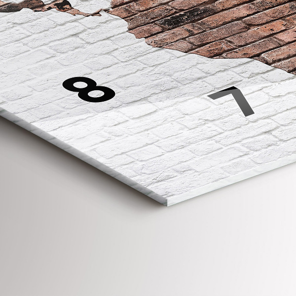 Horizontale Uhr mit motiv Weltkarte aus Backsteinen