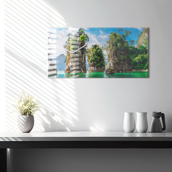 Horizontale Uhr mit motiv See der Natur Bäume