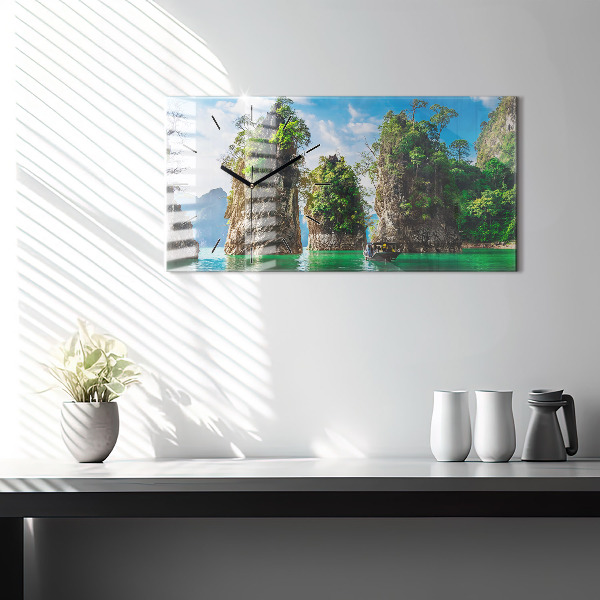 Horizontale Uhr mit motiv See der Natur Bäume