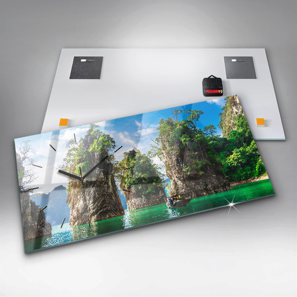 Horizontale Uhr mit motiv See der Natur Bäume