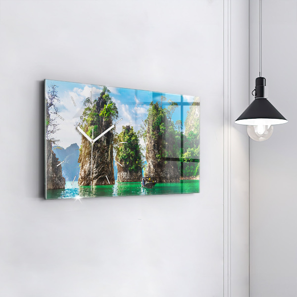 Horizontale Uhr mit motiv See der Natur Bäume